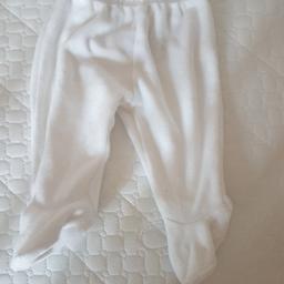 lovley soft warm fleece trousers newborn size and would fit up to around 1-2months also as they are long and could be used at bed time for that extra warm during winter time.
lovley used clean condition.