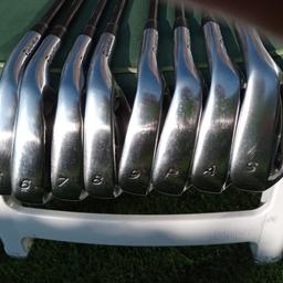 Men's pre-owned right handed Taylormade R7 Cone Technology Irons 5-6-7-8-9-P-A-S in good condition. RE AX TP85 Fujikura stiff flex graphite shafts and Taylormade grips.