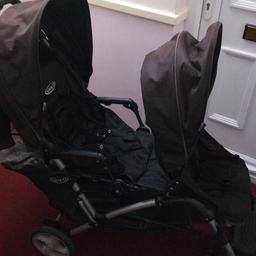 Hi , I am selling on behalf of my friend this double pushchair in good used condition. it had some fading from the sun as seen on pictures but otherwise good. It has large shopping basket. Perfect for childminder or mum with 2 kids. Rain cover included. collection only