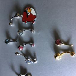 Various Silver & Gold Metal, with Stones or Enamel Settings,Belly Button Jewellery £5 for All.Can post for extra.