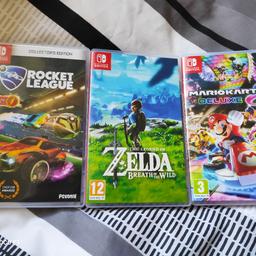 top games of Nintendo switch
must play at just purchased last month all in good condition
1. Zelda breath of wild at 35
2. Mario kart deluxe 8 at 30
3. rocket league collectors edition flash content
at 25
any questions or queries dm me
price can be negotiated with good offers thanks