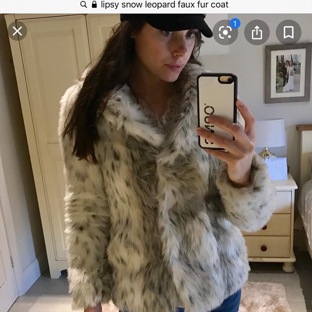 Lipsy snow clearance leopard fur coat