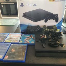 nealy new, purchased in June this year have proof of purchase in pics above
all in excellant condition
reason for selling we just pre ordered the playstaion 5
comes with 1 additional official dualshock 4 camo controller and a host of games as seen in pictures
comes with box excellant birthday, xmas gift 🎁 or just for the fun of it 😄 collection or local delivery preferred