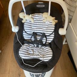 Fantastic condition paid £130.00. This swing does so much great for soothing babies comes with music swing and moving Motions mobile connector to pick song of your choice or one of the songs on the swing. Comes with booklet and plug. folds together so great for storage . My baby loved it.