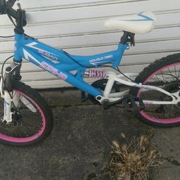 Girls mountain bike , front and back suspension , disc breaks excellent condition hardly been used , grip shift gears 35.00