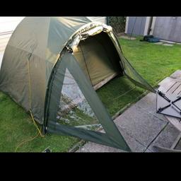 brand new just put up for photos so in good condition will take 80 for it 2 men fishing bivvy