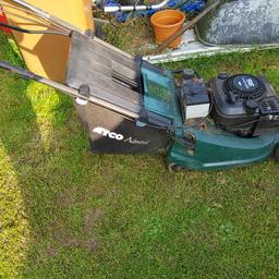 works off key.does a good cut. roller for strips petrol mower alto 35 mower. in working order. used regularly 