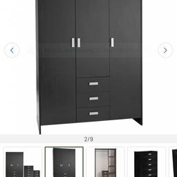 double wardrobe with 3 drawers 
single wardrobe with shelves
already dismantled 
collection 
Good condition 
black wood