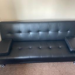 3 SEATER SOFA BED FAUX LEATHER . IN GOOD WORKING CONDITION. AS SHOWN IN PUCTURES HAS FEW CAT SCRATCHES . Collection wf1 area