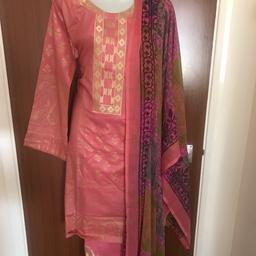 Pakistani cotton with beautifully stitched suit comes with chiffon dupatta trouser with patches.£4 more for postage