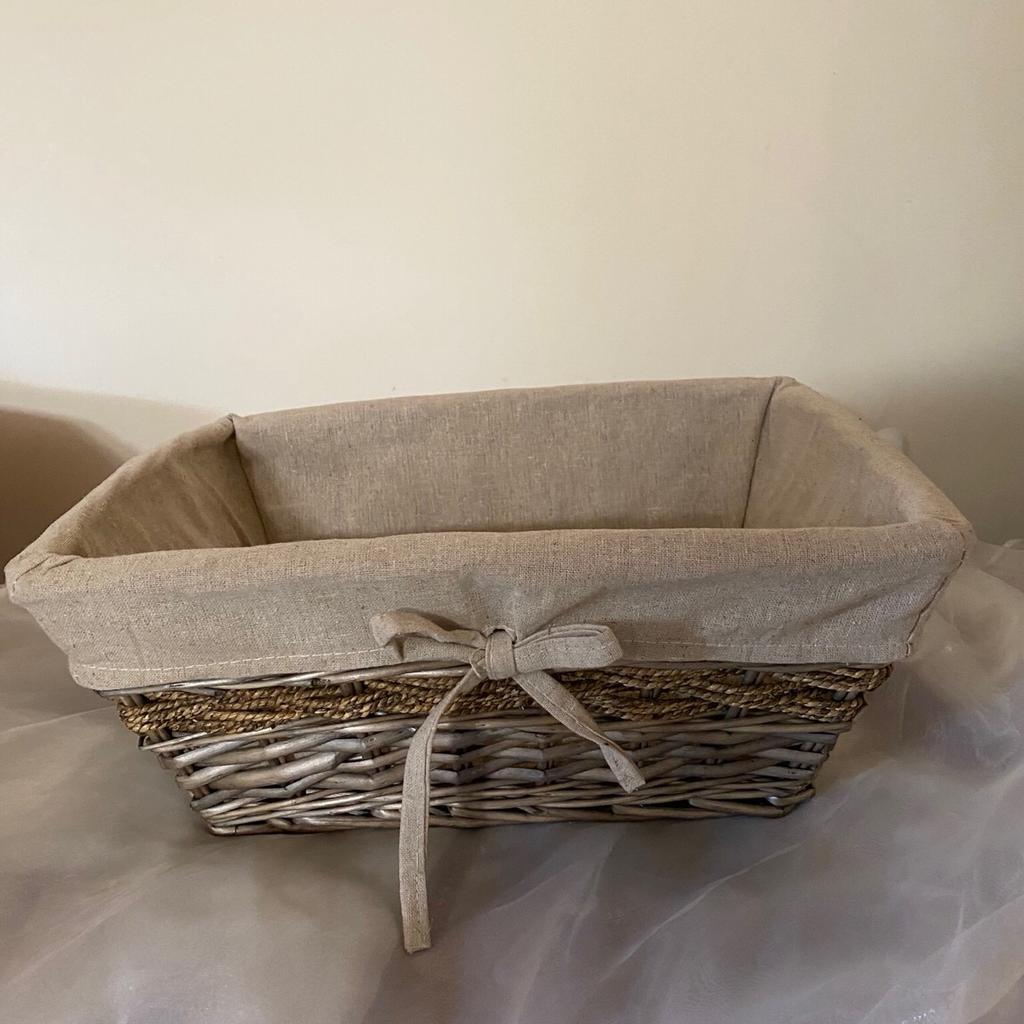 Rattan basket with linen cover