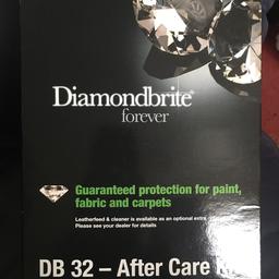 Diamond brite After care kit 
Protection for paint fabric & carpets 
250mls Shampoo 
250mls Conserver
X3 Available 
Can deliver if local 
Postage extra cost 
From Pet & smoke free home