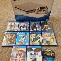 I'm selling my white boxed 500GB playstation 4 with 11 games. comes with cables.

All in Excellent condition and full working order.

Can be seen working.

£160 cash on collection le9 8ha barwell
No offers or PayPal please