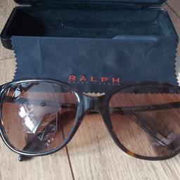 Beautiful tortoise shell Ralph Lauren glasses in case and dust cloth mirror scratches on glass as are used but they look very nice