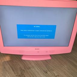 Pink Bush TV/DVD combi

The DVD drawer doesn’t stay shut but it still works and you can use a bit of cello tape, please see photo. 
Few marks on the screen but doesn’t affect the quality. 
No back to the remote. 

£30 collection S2