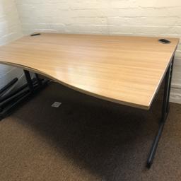 This is a very stylish design desk and will look good in an office or home environment. 
Note: the edging on the front needs glueing back in one section. Used but very clean
Dimensions: D: 80cm/100cm. W: 160cm. H: 72cm
Buyer collects from Chislehurst, absolutely no delivery sorry.
I think it can be dismantled .