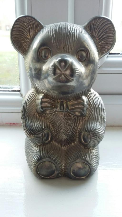 Buy & Sell Nottinghamshire Newark and Sherwood - Photos for CUTE CHROME METAL TEDDY BEAR MONEY BOX