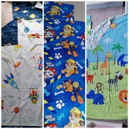 3 toddler duvet sets... Space, paw patrol and animals.. Hardly used so in excellent condition.. N11 collection
