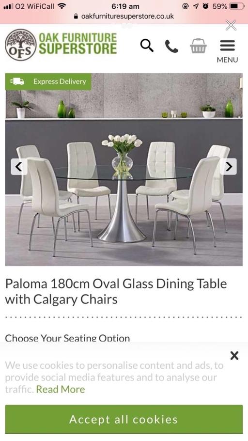 Buy & Sell North West London Harrow - Photos for Paloma large dining table glass oval base leg