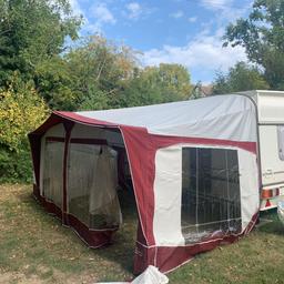 selling as doesn't fit my new caravan brought a month ago never used it just put it up in garden. there is no curtains but awning is like new no damp no holes