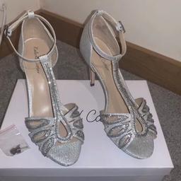 Silver sparkly sandals. Bought for my wedding. They were bought of the shelf so weren’t unused as other las had obviously tried them on. Have found others shoes. Perfect for a bride or to attend a wedding or a seoacil night out