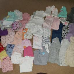 Bundle of baby girls clothes. all size 0 - 3 months. 52 items. All in good clean condition (washed in fairy.) Mixed items of vests, tops, babygrows, leggings and dresses. Mixed brands. 
From smoke and pet free home. 
Collection welcome from East London E175BY. 
Thanks.