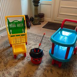 Two play trolleys and a mop bucket for sale, kids will have a lot of fun 🤩