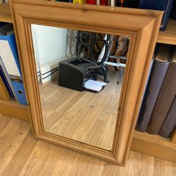 Lovely pine mirror, W43cm x D57cm
Has string to hand. Can be painted