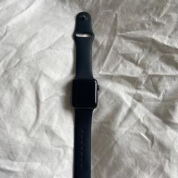 Bought it in June and it was barely worn. Changed the strap to this solid black one. Charger included. 38mm