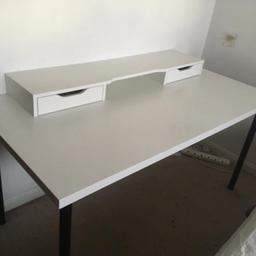 LINNMON / ADILS
Table, white/black 150x75 cm (73.5cm high) 990.044.57

ALEX
Add-on unit, white120x10 cm
202.607.18

Open to offers as need this gone asap