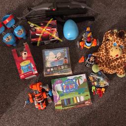 All great condition still.
Some barely played with.

Bow & Arrow £2
Paw Patrol Roller Skates £2
Ryan’s world puzzle Egg £2
Rusty Rivets £2 each
Pull back mini car/digger bundle £1
Giraffe rucksack £2
Dog pop up game £2
Cars puzzle £2 -Sold 
Melissa & Doug Puzzel Cube £3
Dinosaur paint book £1

Collection Swanley. Will consider delivering if v.local and multiple brought. Happy to post if costs covered

Smoke & pet free home
OOS