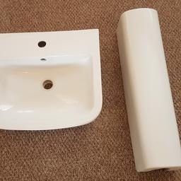 nearly new, ready to be fitted, dimensions basin H16xD44xW50cm, pedestal H70.5xD17xW18.5cm