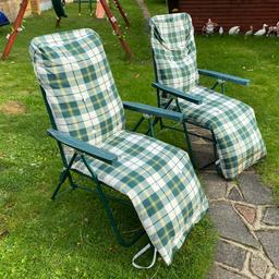 Garden reclining chairs in fair condition. 
Will need a clean. 
£10 each
£15 for both