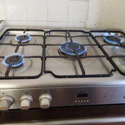 large gas cooker with electric oven fully working the only little issue is that the middle large hob needs bit pressure on the knob to turn it on not a big deal though. Collection only