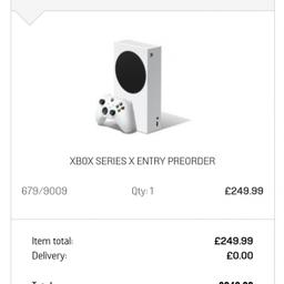 I'm selling my preordered Xbox Series S. Bought from Argos and due to be delivered at launch. Selling because I've managed to secure a Series X

Will be cash on collection - meet in a cafe or bank in N8 London.

Alternatively I can post at cost. But only after payment had cleared