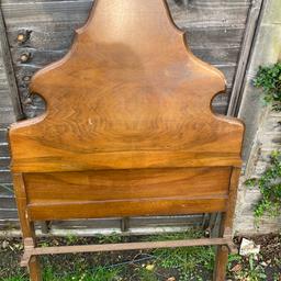 Vintage brown wooden head boards and foot board with metal frame (single beds)