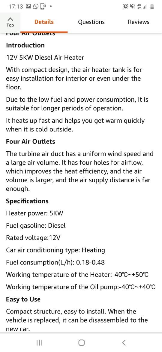 Air heater KW 2.0 5.0 8.0 manual in SK12 Stockport for £80.00 for sale