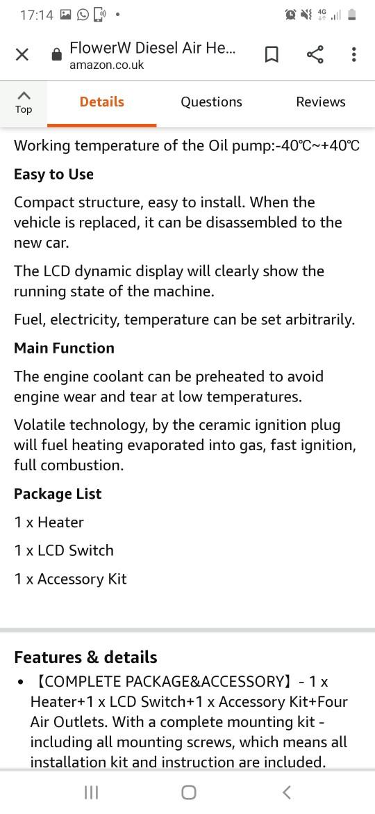 Air heater KW 2.0 5.0 8.0 manual in SK12 Stockport for £80.00 for sale