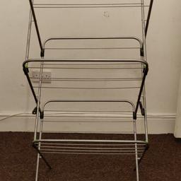 URGENT SALE - MOVING OVERSEAS!
3-tier indoor clothes airer with 20 hanging rungs and 4 unique flip out corners that can hold 12 extra long hanging items. Buyer can collect from Notting Hill or Morden/ Wimbledon in London