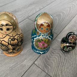 Selling set of 3 Russian dolls. Number of dolls, final size all shown in the photos. 
Collection only.