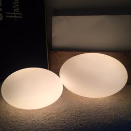 I am selling 2 Beautiful glass pebble lights. These were bought from Room 21. In Marple. I paid £ 60 for the large one and £ 40 the small one. They can sit together or displayed separately . A great addition to your room. Collection only.  There are flick switches on each of the leads 