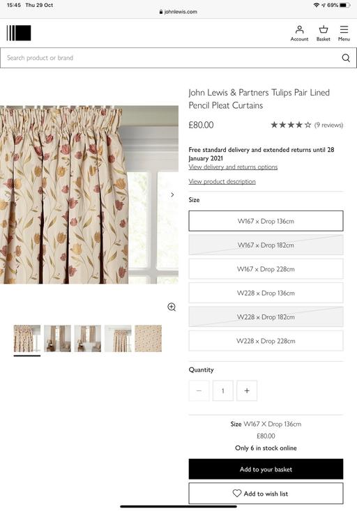 Buy & Sell West Yorkshire Leeds - Photos for John Lewis lined tulip curtains 3 pairs