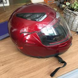 The helmet has a few scratches at the top like you can see in the pictures. Good condition.