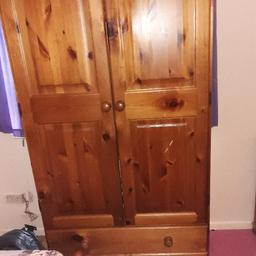 matching pine bedroom furniture, there's 1 tall wardrobe with 2 draws at the bottom, 1 tall set of chest of draws, 1 set of chest of draws (wide) and 3x bed side tables. selling due to changing decor. have put £100 in price but open to sensible offers.