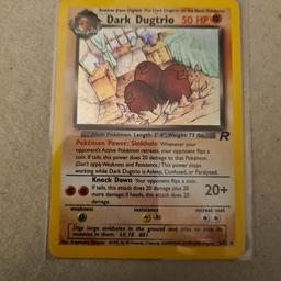 Genuine pokemon- Dark Dugtrio Holo - Team Rocket - #6/82  - rare.

Condition is "Used", but never played with and has been in a protective sleeve for nearly 20 years.

Will be posted in a protective sleeve.

Dispatched with Royal Mail 2nd Class Letter additional cost of £1.10
