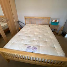 King Bed frame with 1800 pocket sprung mattress with pillow top layer .
Was in spare room so not had much use .
Mattress is in good condition and is very soft / comfy .
Collection only .