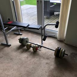 Weight bench with bar and dumbbell bar