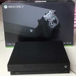 Xbox One X for sale - 1TB model in black.

Would make great Xmas present.  Lightly used in excellent condition and full working order.  Will be factory reset ready for new owner.

Comes supplied in original box with one wireless controller, power cable, hdmi cable and 3 boxed games : Red Dead Redemption II (18) ; Borderlands 3 (18) and Fortnite (12).

Can be shown working, any trial or inspection welcome prior to purchase.  Social distancing protocols to apply.  Collection only.