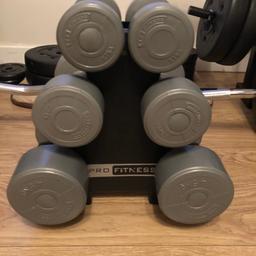 Pro fitness 6 dumbbells
2x 1.1 kg
2x 2.3 kg
2x4.5 kg
Not needed anymore
Collection only from Basildon