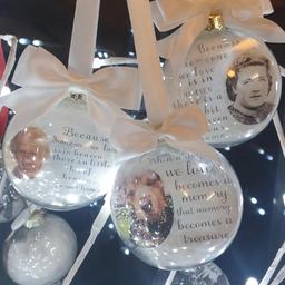 For the past two years our personalised memorable Christmas baubles have touched many hearts.

Why not be super organised and orders yours today! Let’s beat the Christmas rush!